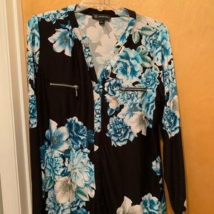 INC large long sleeve blouse with zipper pockets